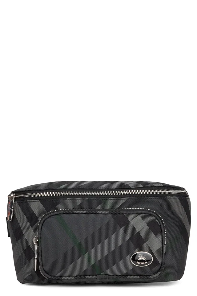 Burberry Check-Pattern Nylon Belt Bag — Gray Polyamide in Grey Nylon from HEWI