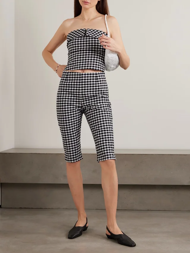 POSSE Chiara cropped strapless checked cotton-blend top in Black, photo 2 of 2 from NET-A-PORTER (Canada)