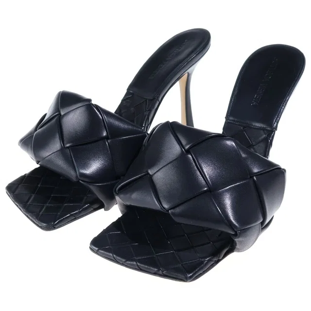 Bottega Veneta Lido Sandals Intrecciato Black in Black Woven leather from The Reluxe