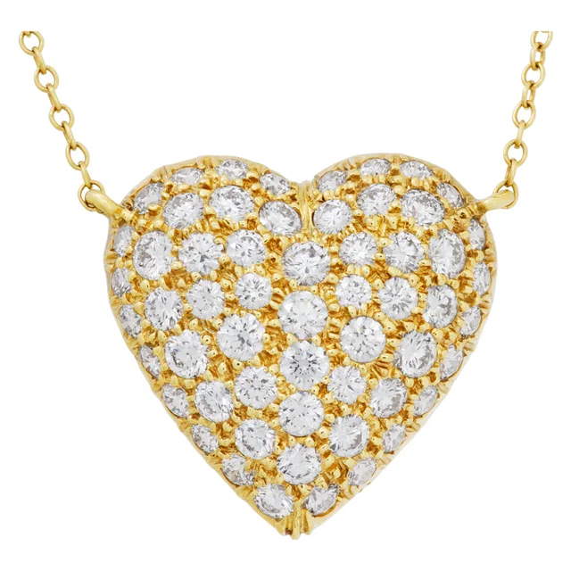 Tiffany & Co. pave diamond heart necklace in 18k in Yellow Gold from Gray And Sons