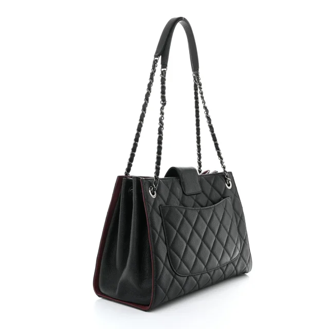 Chanel Caviar Quilted Large CC Accordion Shopping Bag Black in Black Caviar leather from FASHIONPHILE, photo 3 of 12