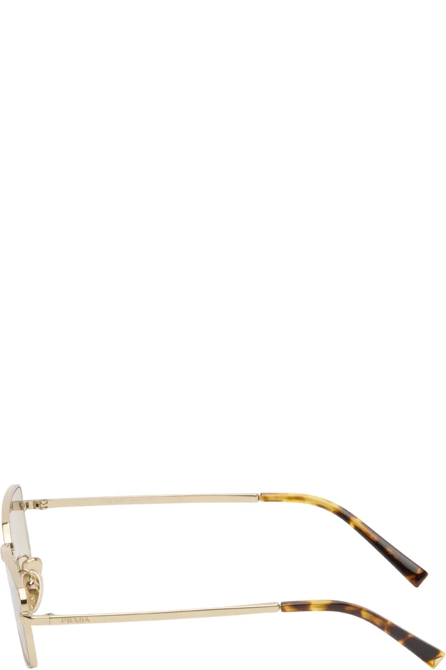 Prada Eyewear Gold Rectangle Metal Sunglasses, photo 3 of 4 from SSENSE