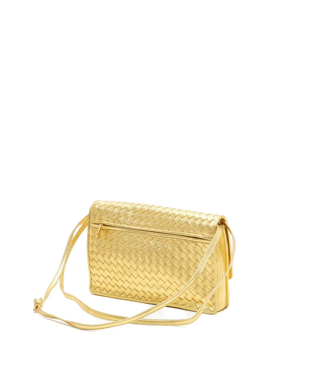 Bottega Veneta Intrecciato Gold Shoulder Bag in Gold Woven leather from A Retro Tale, photo 3 of 9