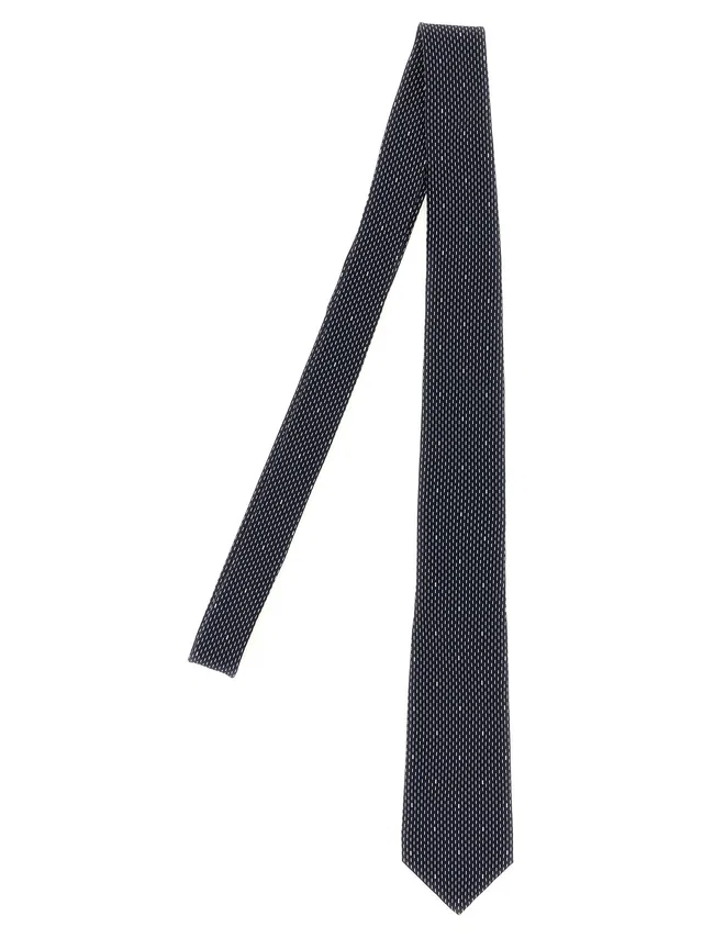 Saint Laurent Polka Dot Silk Necktie — Navy Crêpe Neckties in Navy Silk from HEWI