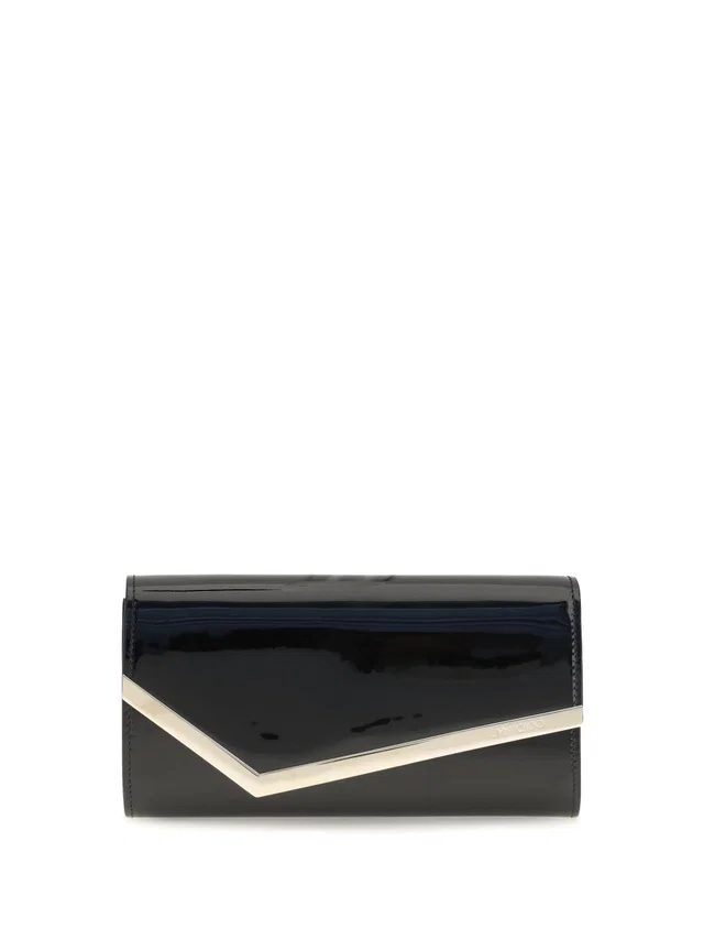 Jimmy Choo Leather Clutch Wallet — Black Calf Bos Taurus in Black Leather from HEWI