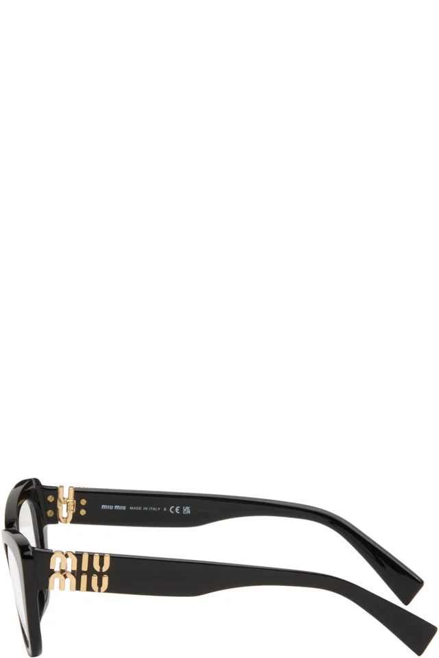 Miu Miu Eyewear Black Irreverently Sophistcated Cateye Glasses, photo 3 of 4 from SSENSE