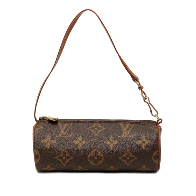 Brown Louis Vuitton Monogram Papillon Pochette Handbag in Brown Coated canvas from Designer Revival