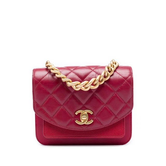Red Chanel Mini Quilted Calfskin and Caviar Chain Handle Flap Satchel in Red Caviar leather from Designer Revival, photo 1 of 1