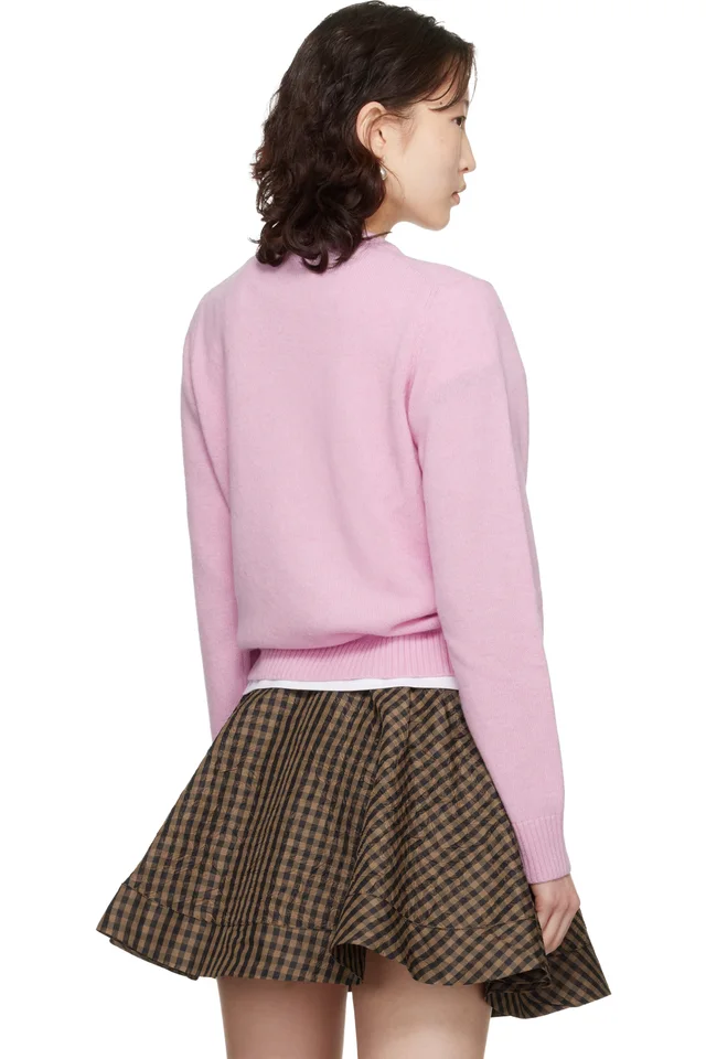 GANNI Pink Graphic Wool Sweater, photo 3 of 4 from SSENSE