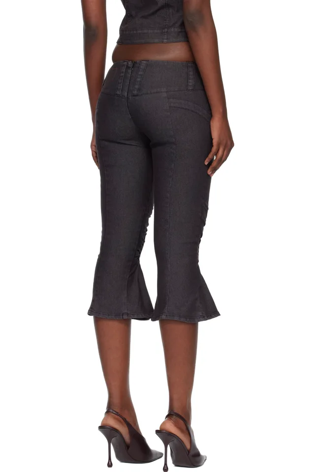 Miss Sixty Black KNWLS Edition Slit Flare Shorts, photo 3 of 4 from SSENSE