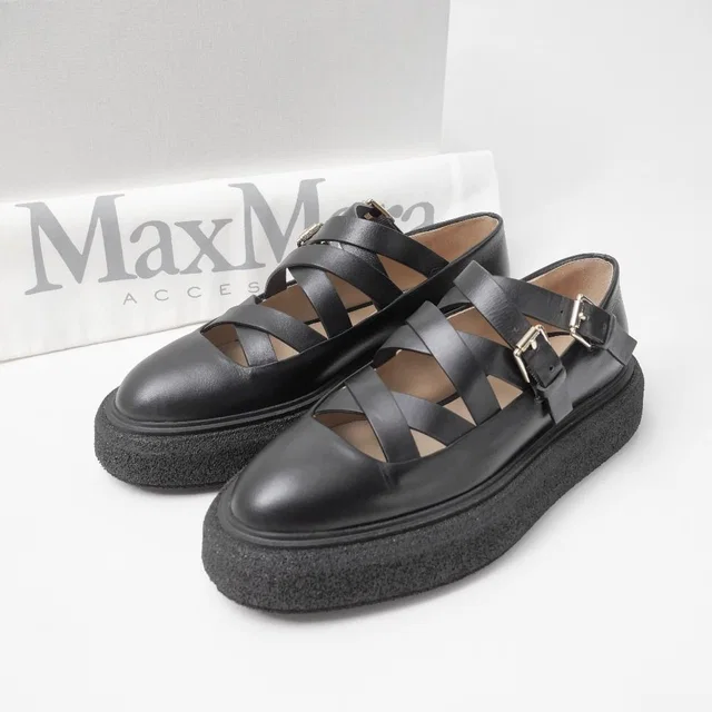 Max Mara Rockballet Loafers Strap Thick Sole Platform 37.5 in Leather from The Reluxe