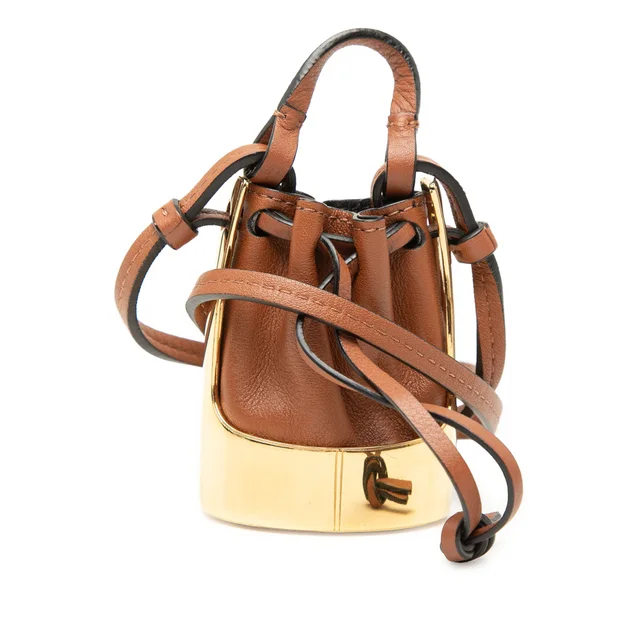 Brown LOEWE Leather Balloon Bag Pendant Necklace in Brown Leather from Designer Revival
