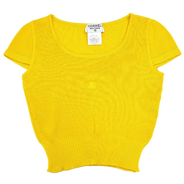 Chanel 1996 Short Sleeve Top Yellow #38 in Yellow from AMORE Vintage Tokyo
