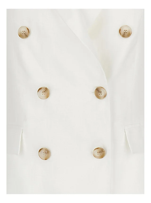 LEPLAIN Double-breasted White Linen Jacket for Women in White 100% Linen, photo 6 of 6 from Gaudenzi Boutique