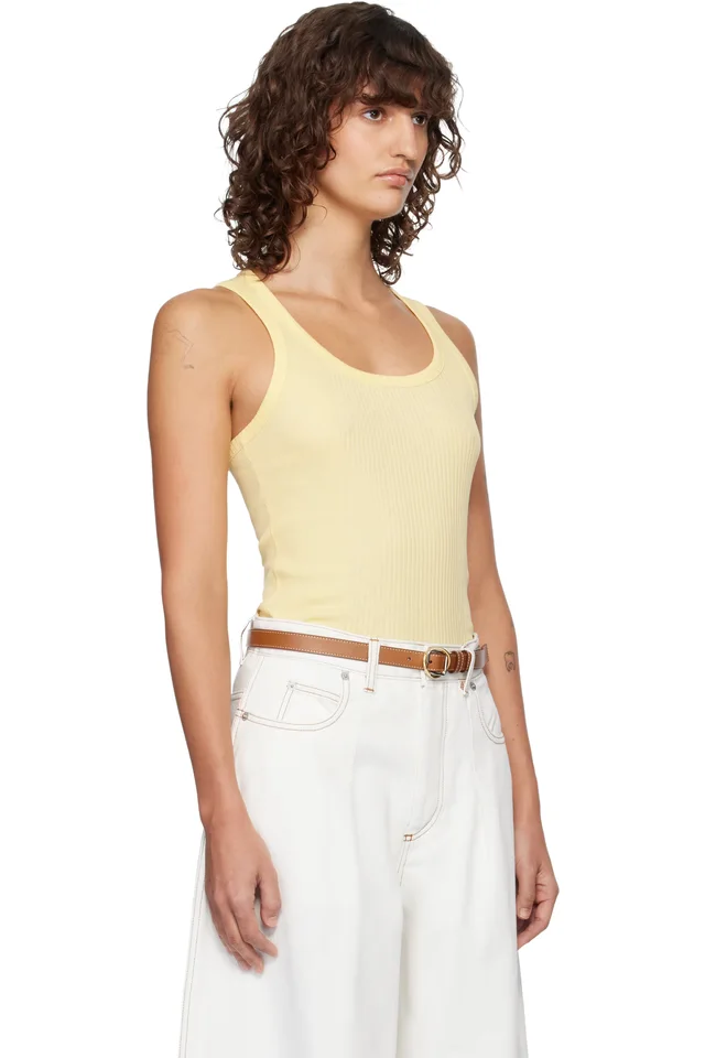 JACQUEMUS Yellow 'The Rond Carré' Tank Top, photo 2 of 5 from SSENSE