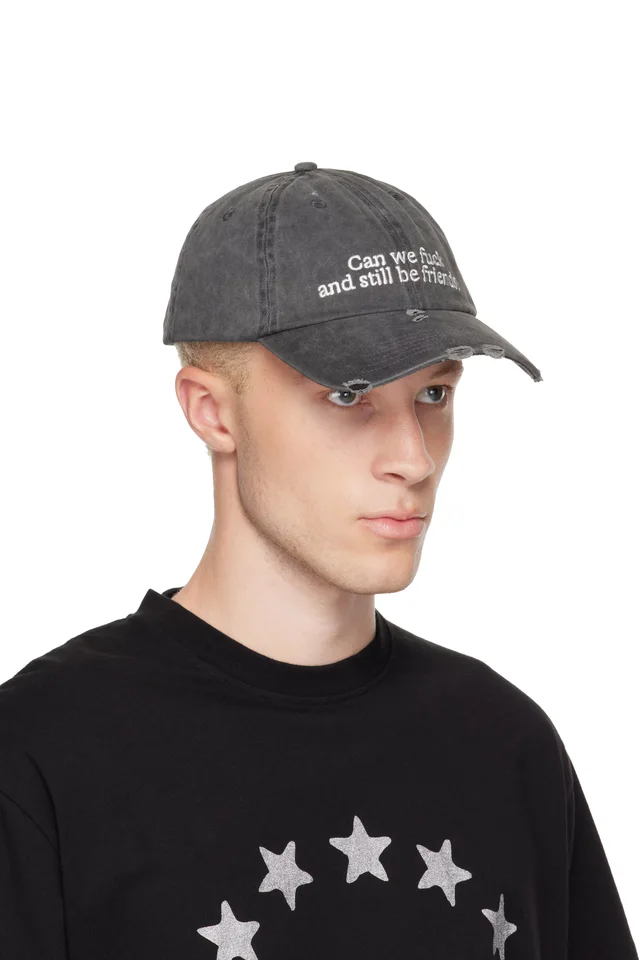 Carne Bollente SSENSE Exclusive Black 'Still Be Friends?' Cap, photo 2 of 3 from SSENSE
