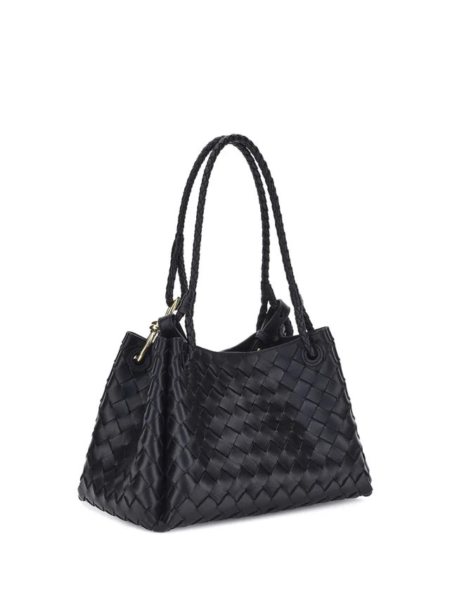 Bottega Veneta Shoulder Bag — Black Lamb Leather in Black Lambskin from HEWI