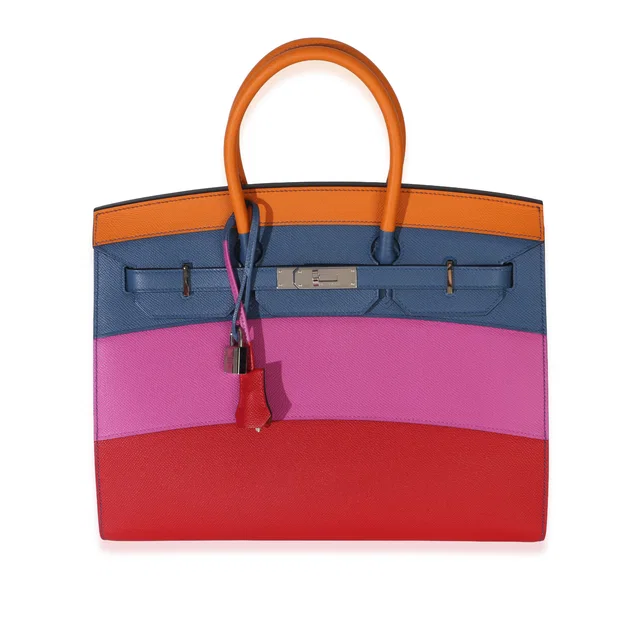 Hermès Abricot Agate Magnolia Rouge Casaque Epsom Sunset Sellier Birkin 35 Phw Leather Handbag in Red Epsom leather from HEWI