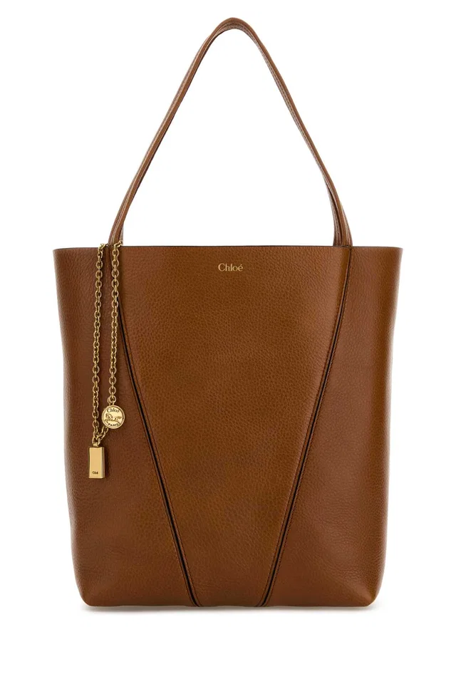 Chloé Spin Tote Bag — Brown in Brown Caviar leather from HEWI