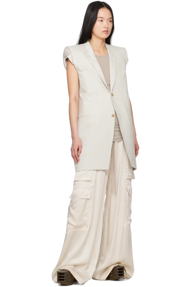 Rick Owens Off-White Hollywood Dirt Tailored SL Denim Blazer, photo 4 of 4 from SSENSE