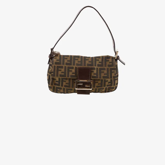 Fendi Baguette Zucca Canvas/Leather Shoulder in Canvas from The Purse Affair
