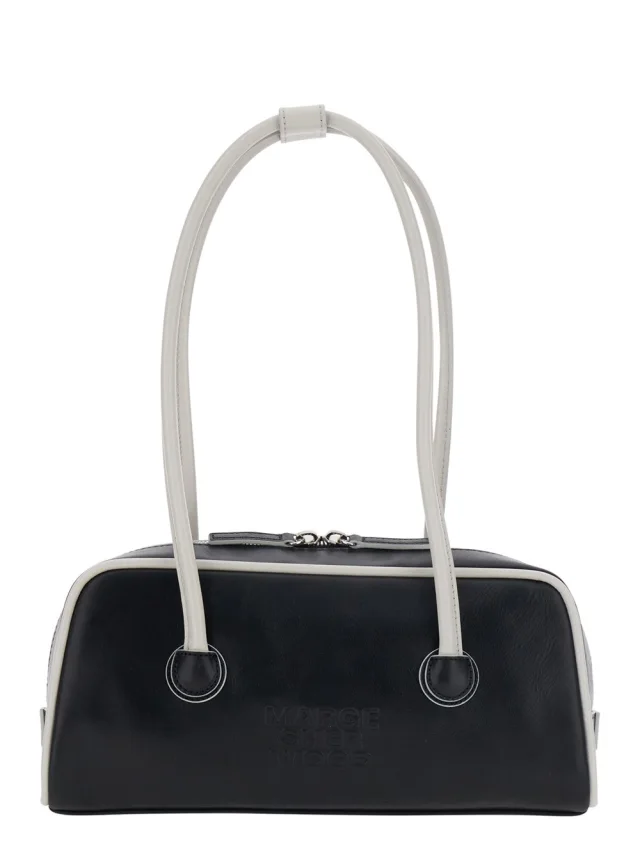 Margesherwood 'Baguette' Black Shoulder Bag with Logo Lettering on the Front in Leather for Women in Black 100% Cow Leather from Gaudenzi Boutique, photo 1 of 1