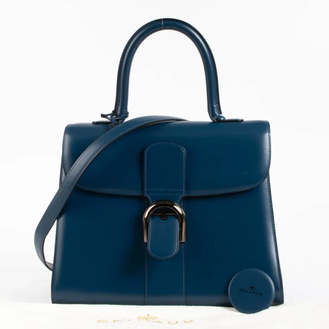 Delvaux Bleu de Prusse Box Calf Brillant MM Bag in Blue Box leather from Labellov, photo 2 of 9