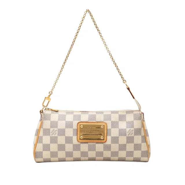 White Louis Vuitton Damier Azur Eva Satchel in White Canvas from Designer Revival
