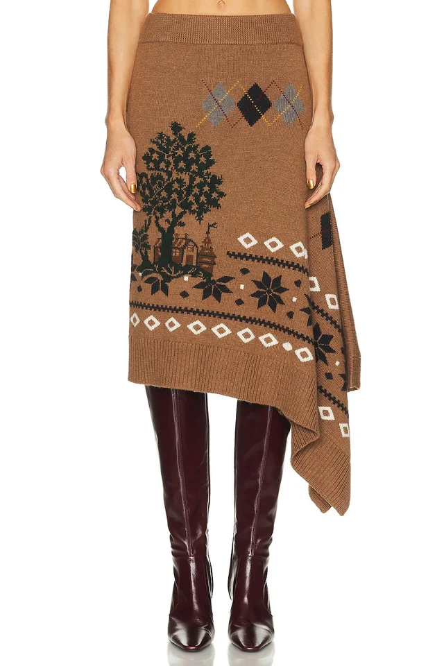 Monse Mixed Fair Isle Midi Skirt in Beige from FWRD, photo 1 of 1