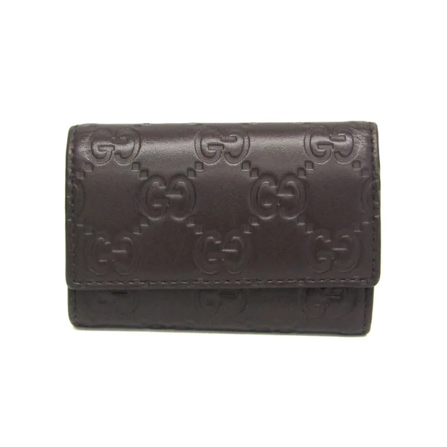 Gucci Guccissima 138093 Men,Women Leather Key Case Dark Brown in Dark brown Leather from Elady
