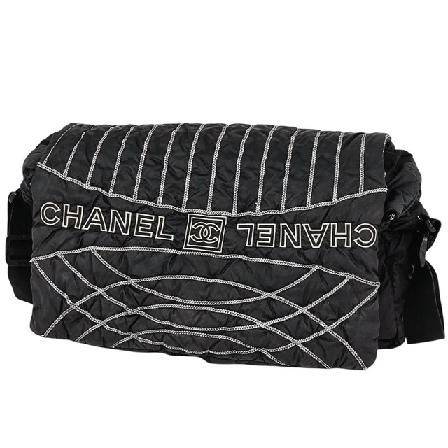 Chanel Junk Sports Line Shoulder Bag CC Logo Nylon Black in Black Nylon from The Reluxe