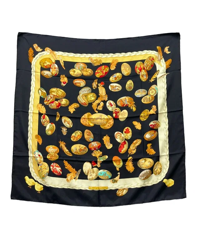 Scarf Carre 90 Silk 100% Couvee D'hermes Eggs in Silk from The Reluxe