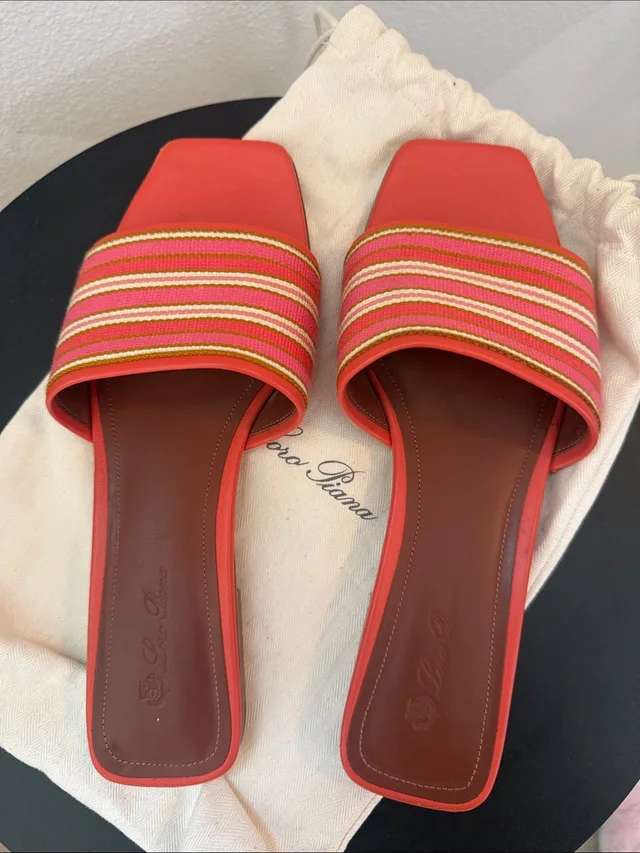 Loro Piana Lora Piana Stripe Flats in red|pink Canvas from Poshmark
