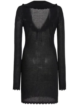 Alessandra Rich Straight dress with V-neckline in 100% Wool, photo 5 of 5 from LUISAVIAROMA