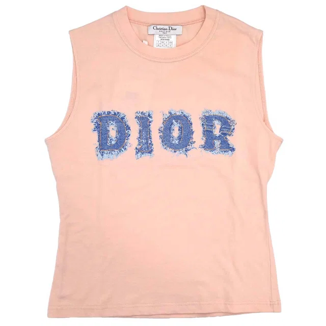 Dior 2003 John Galliano Denim Logo Print Tank Top #42 in Denim from AMORE Vintage Tokyo