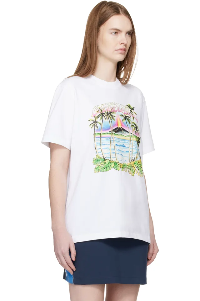 Casablanca White Volcano Short Sleeve T‑shirt, photo 2 of 4 from SSENSE