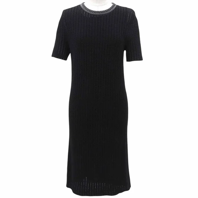 Louis Vuitton 2016 Punching Short-Sleeve Knit Dress #M Black in Black from VINTAGE QOO TOKYO