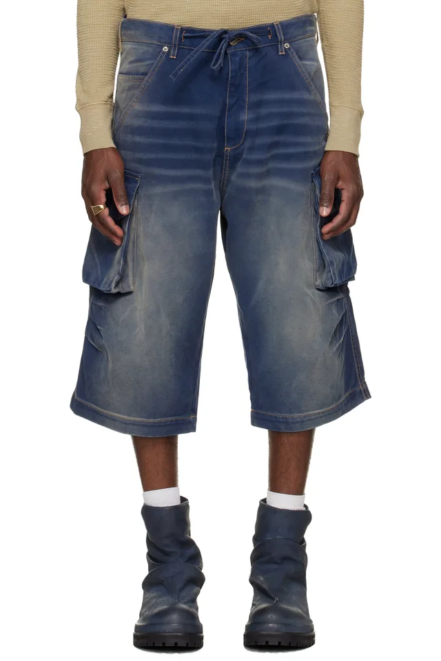424 Navy Camo Bermudas Cargo Shorts, image 1 of 1 from SSENSE