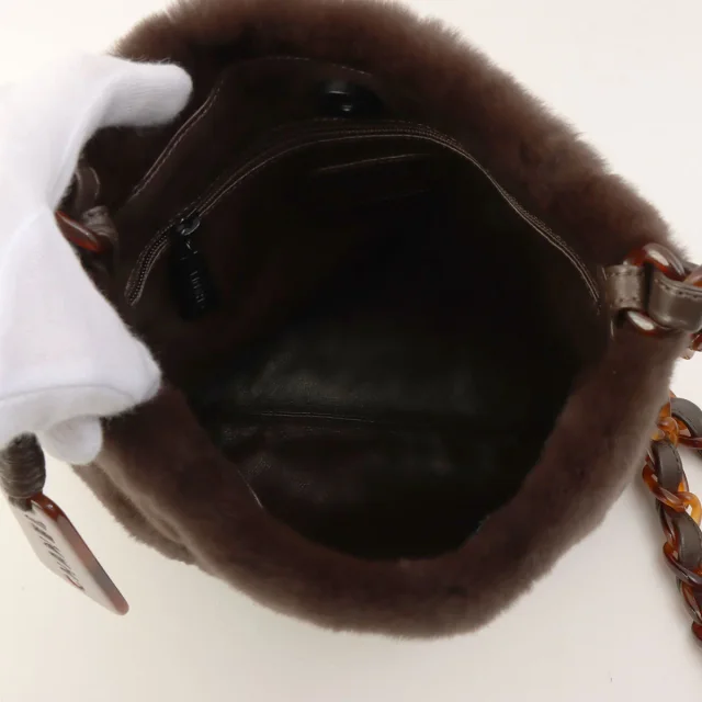 Chanel Around 1998, Lapin Farve brown marble pattern shoulder bag, dark brown from VINTAGE QOO TOKYO, photo 5 of 14
