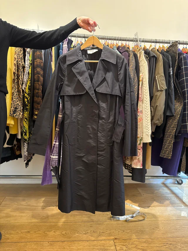 Valentino Garavani Black Silk Trench Coat in Black Silk from Luxury Promise