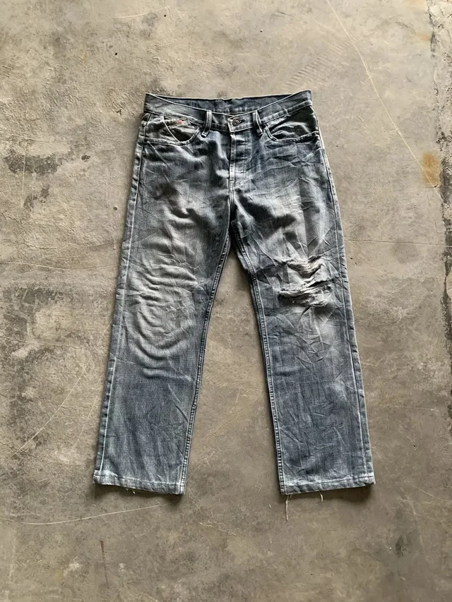 Distressed Diesel Jeans Straight Loose D Rise Style in blue from Grailed