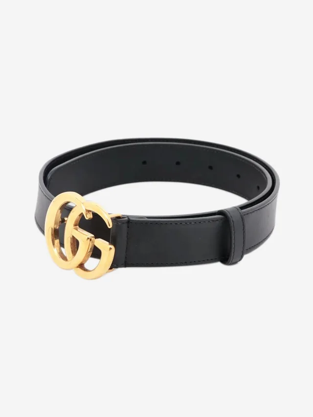 Gucci Black GG Marmont leather belt in Black Leather from Sign of the Times