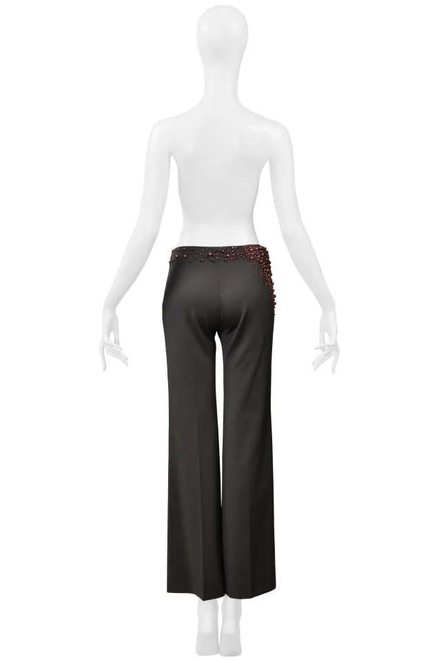 Chloé Fw 2001 Stella Mccartney Grey Pants With Pearl Detail in Grey Wool from Resurrection Vintage, photo 2 of 5