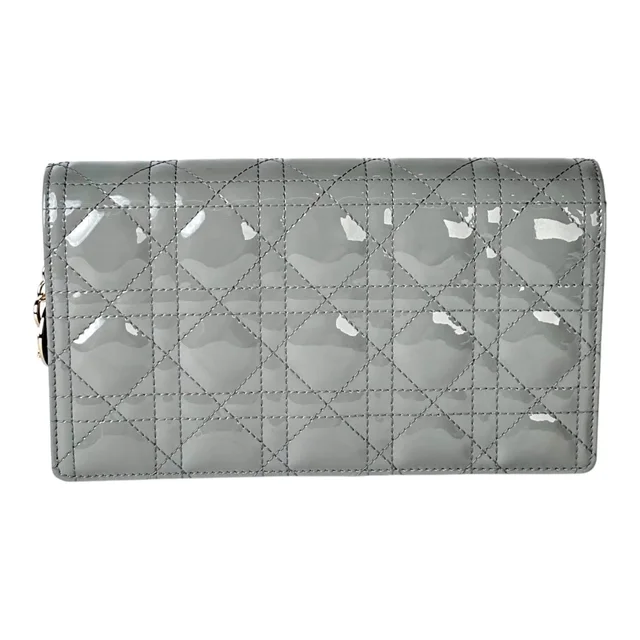Lady Dior Patent Dusty Blue Wallet On Chain in Blue Patent leather from Luxury Promise, photo 2 of 2