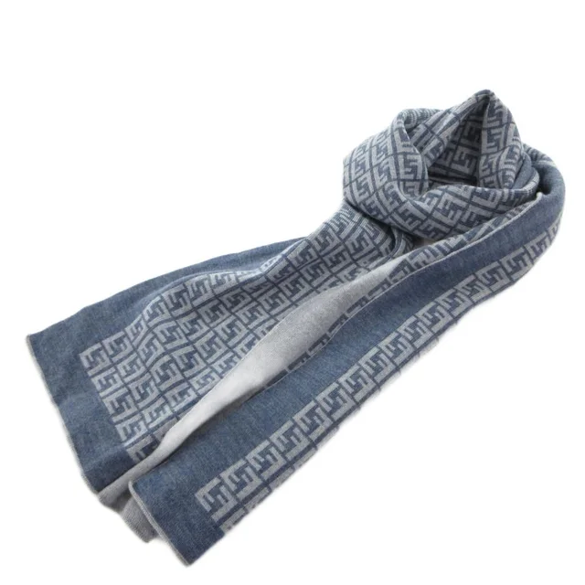 Fendi Scarf Shawl Zucca Pattern Wool Light Blue in Blue Wool from The Reluxe