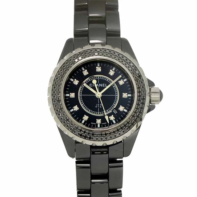 Chanel J12 H0941 Black Diamond Bezel Quartz Black Dial Ladies Watch in Black Ceramic from Luxury Promise