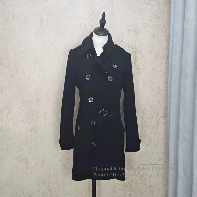 Burberry Brit Black Wool Coat Uk8 Doublebreasted Belted/, Women's (Size M) from Grailed