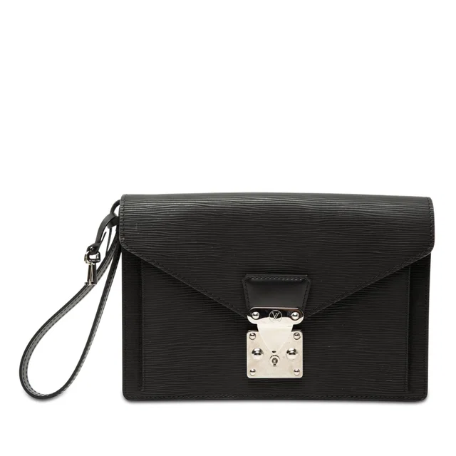 Black Louis Vuitton Epi Pochette Sellier Dragonne Clutch Bag in Black Leather from Designer Revival