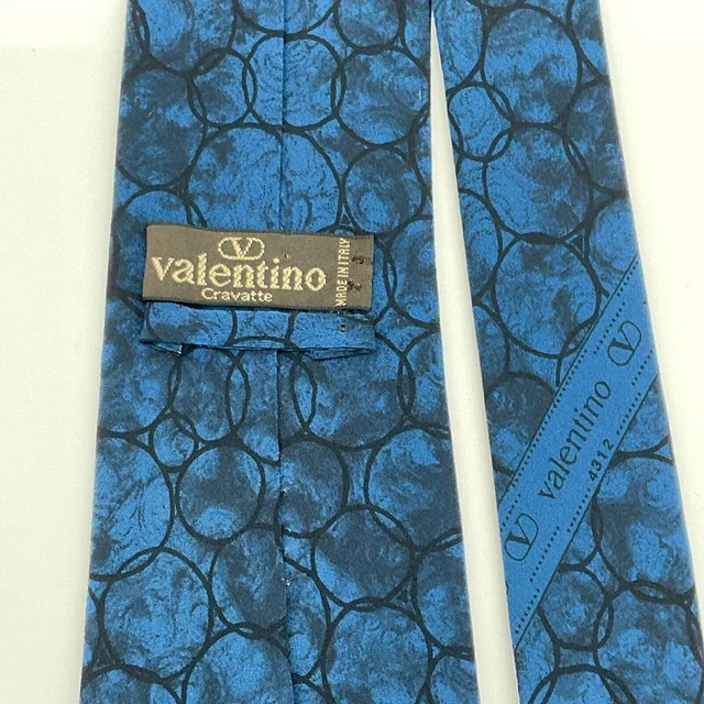 Valentino Garavani Cravatte Neck Tie Mens Blue Black Patterned Silk Made In Italy in blue Silk from Poshmark