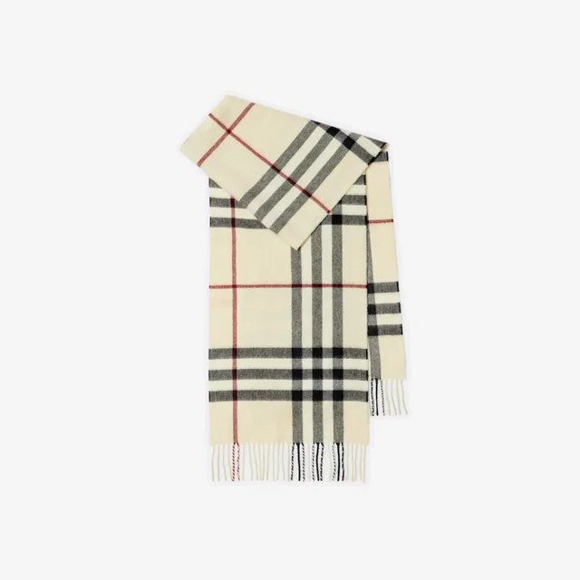 Burberry Check Wool Scarf — Ecru Blend Scarfs in Wool from HEWI